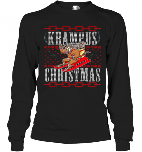 Krampus Christmas Sledding T-Shirt Long Sleeved T-shirt 