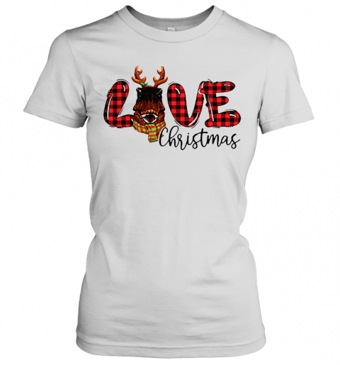 Love Dinosaurs Reindeer Christmas T-Shirt Classic Women's T-shirt