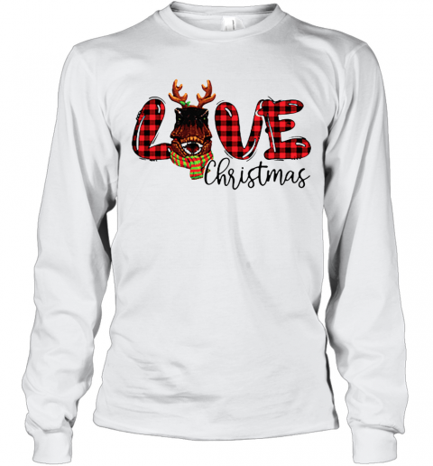 Love Dinosaurs Reindeer Christmas T-Shirt Long Sleeved T-shirt 