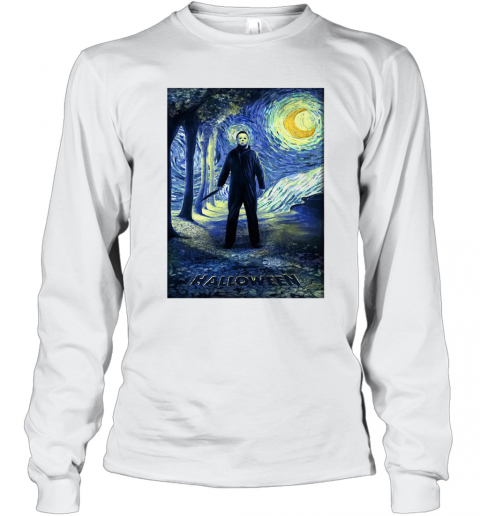 Michael Myers Starry Night Halloween T-Shirt Long Sleeved T-shirt 