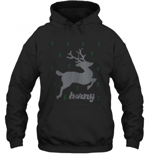 Reindeer Horny Ugly Christmas T-Shirt Unisex Hoodie