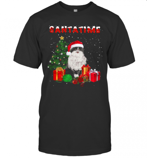 Santatime Cat Merry Christmas Tree Gift T-Shirt