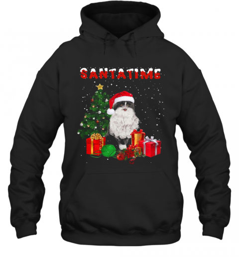 Santatime Cat Merry Christmas Tree Gift T-Shirt Unisex Hoodie