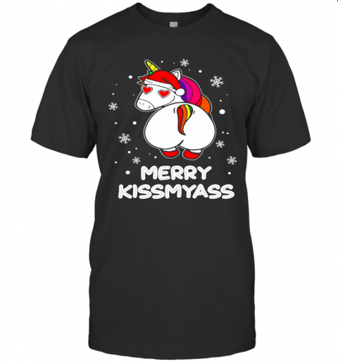 Unicorn Merry Kissmyass Ugly Christmas T-Shirt