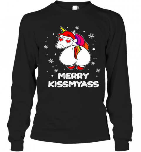 Unicorn Merry Kissmyass Ugly Christmas T-Shirt Long Sleeved T-shirt 