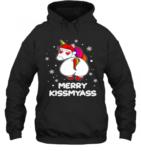 Unicorn Merry Kissmyass Ugly Christmas T-Shirt Unisex Hoodie