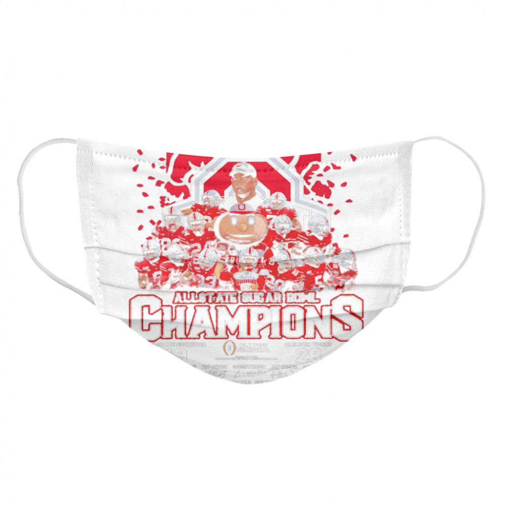 Allstate Sugar Bowl Champions Ohio State Buckeyes 49 Clemson Tigers 28 Signatures  Cloth Face Mask