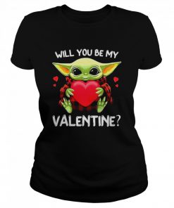 Baby Yoda Hug Heart Will You Be My Valentine  Classic Women's T-shirt