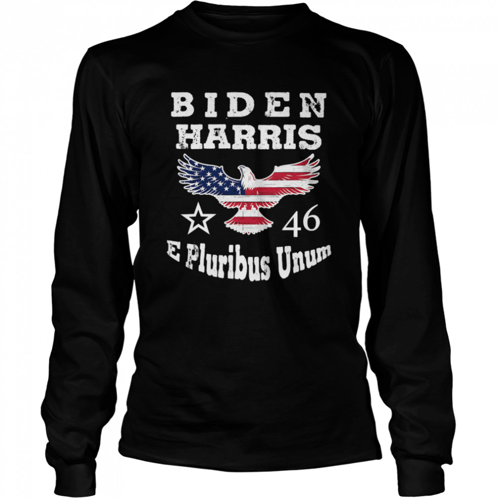 Biden Harris E Pluribus Unum 2021 Inauguration Eagle American Flag  Long Sleeved T-shirt