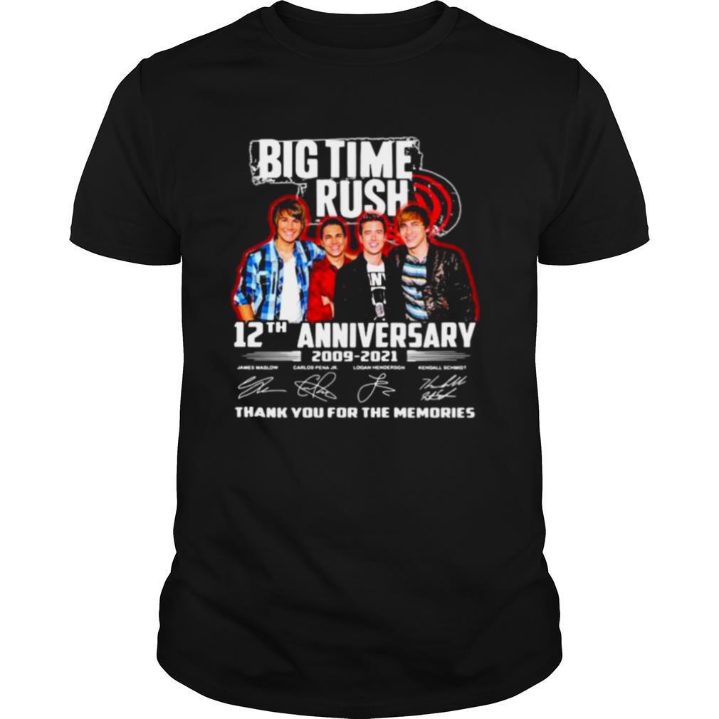 Big Time Rush 12th Anniversary 2009 2021 Signature Thank You For The Memories shirt