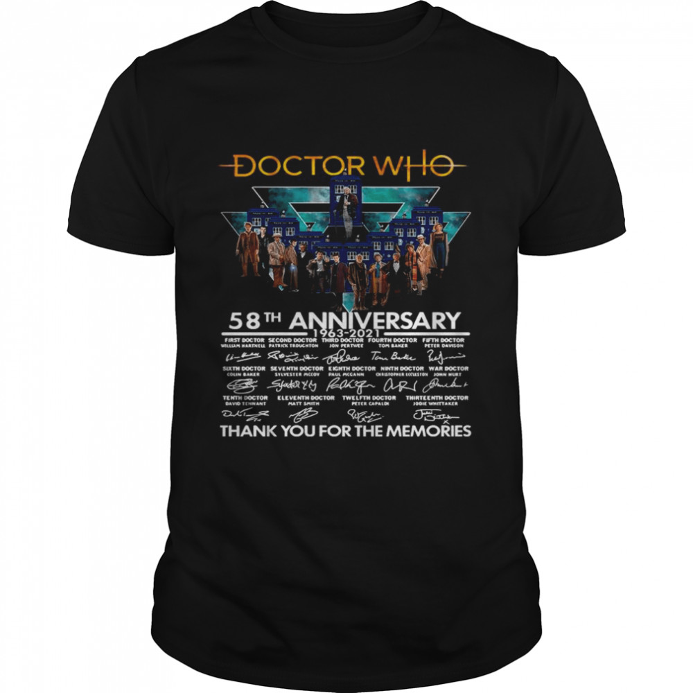 Doctor Who 58th Anniversary 1963 2021 Thank You For The Memories Signatures shirt