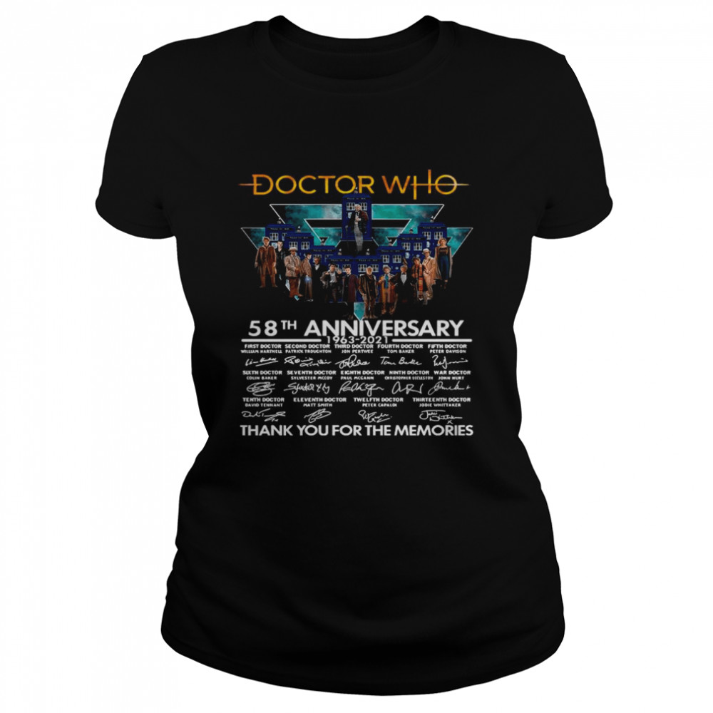 Doctor Who 58th Anniversary 1963 2021 Thank You For The Memories Signatures Classic Women's T-shirt