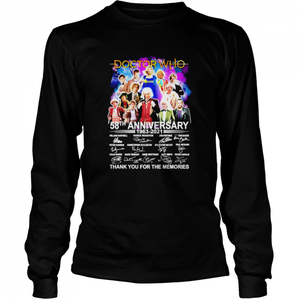 Doctor Who 58th anniversary 1963 2021 thank you for the memories signatures Long Sleeved T-shirt