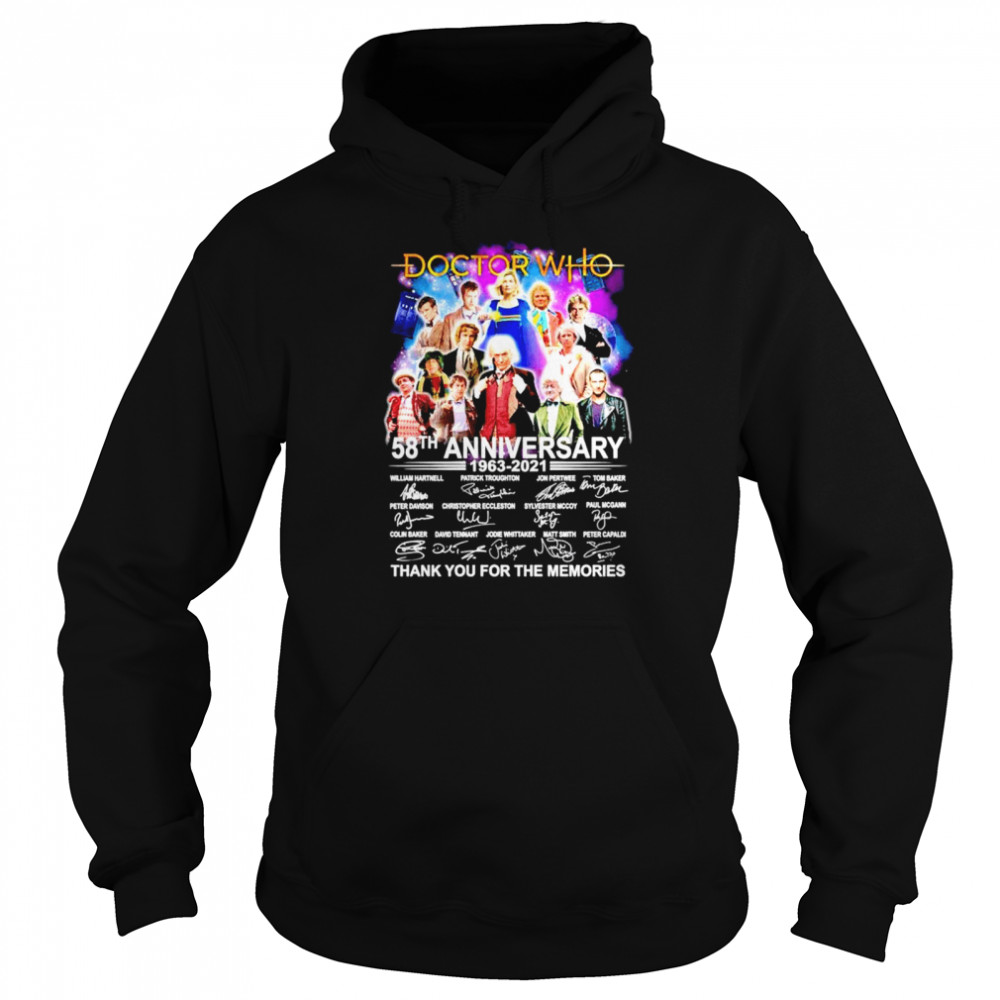 Doctor Who 58th anniversary 1963 2021 thank you for the memories signatures Unisex Hoodie