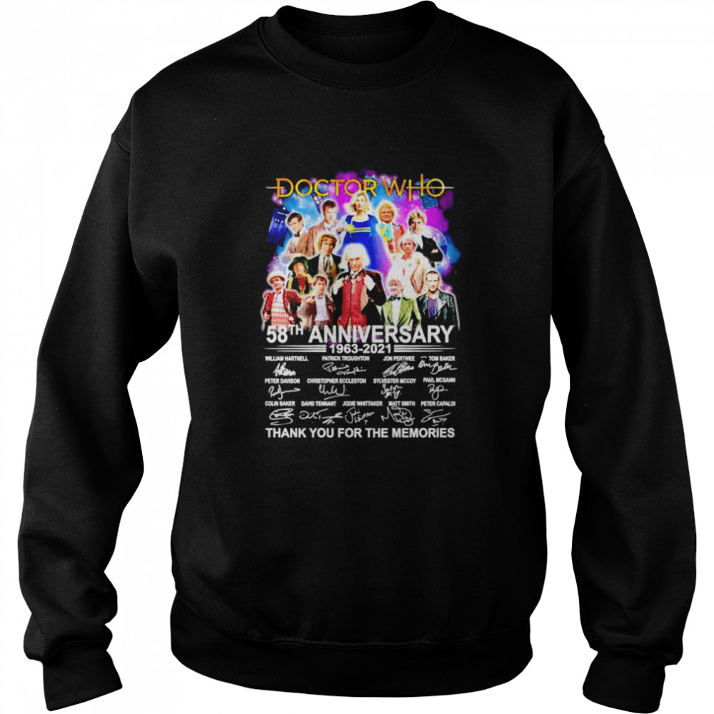 Doctor Who 58th anniversary 1963 2021 thank you for the memories signatures Unisex Sweatshirt