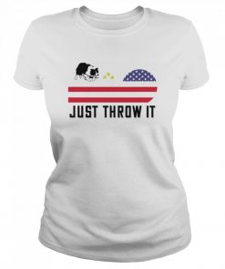 Just Throw It Border Collie American Flag USA July 4  Classic Women's T-shirt