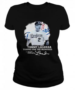 Los Angeles Dodgers Tommy Lasorda Thanks For The Memories Signatures  Classic Women's T-shirt