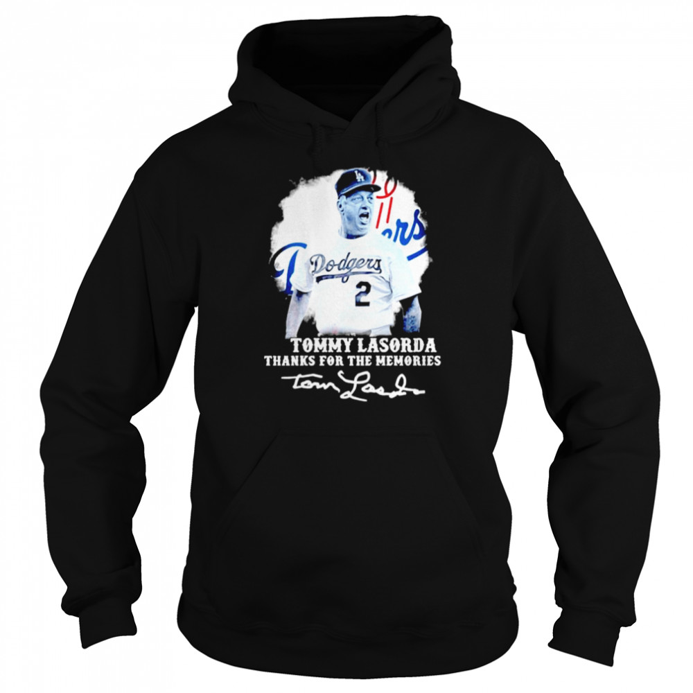 Los Angeles Dodgers Tommy Lasorda Thanks For The Memories Signatures Unisex Hoodie