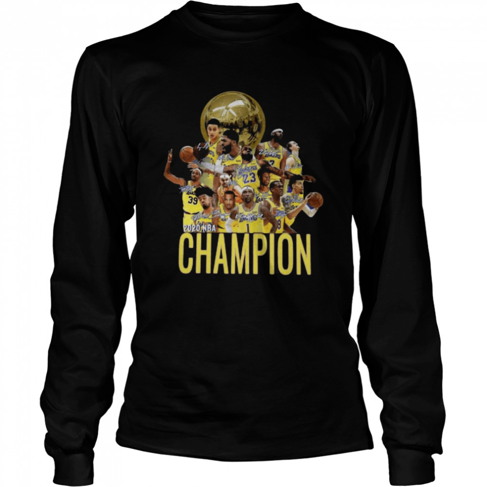 Los Angeles Lakers Champion 2020 NBA Signatures  Long Sleeved T-shirt