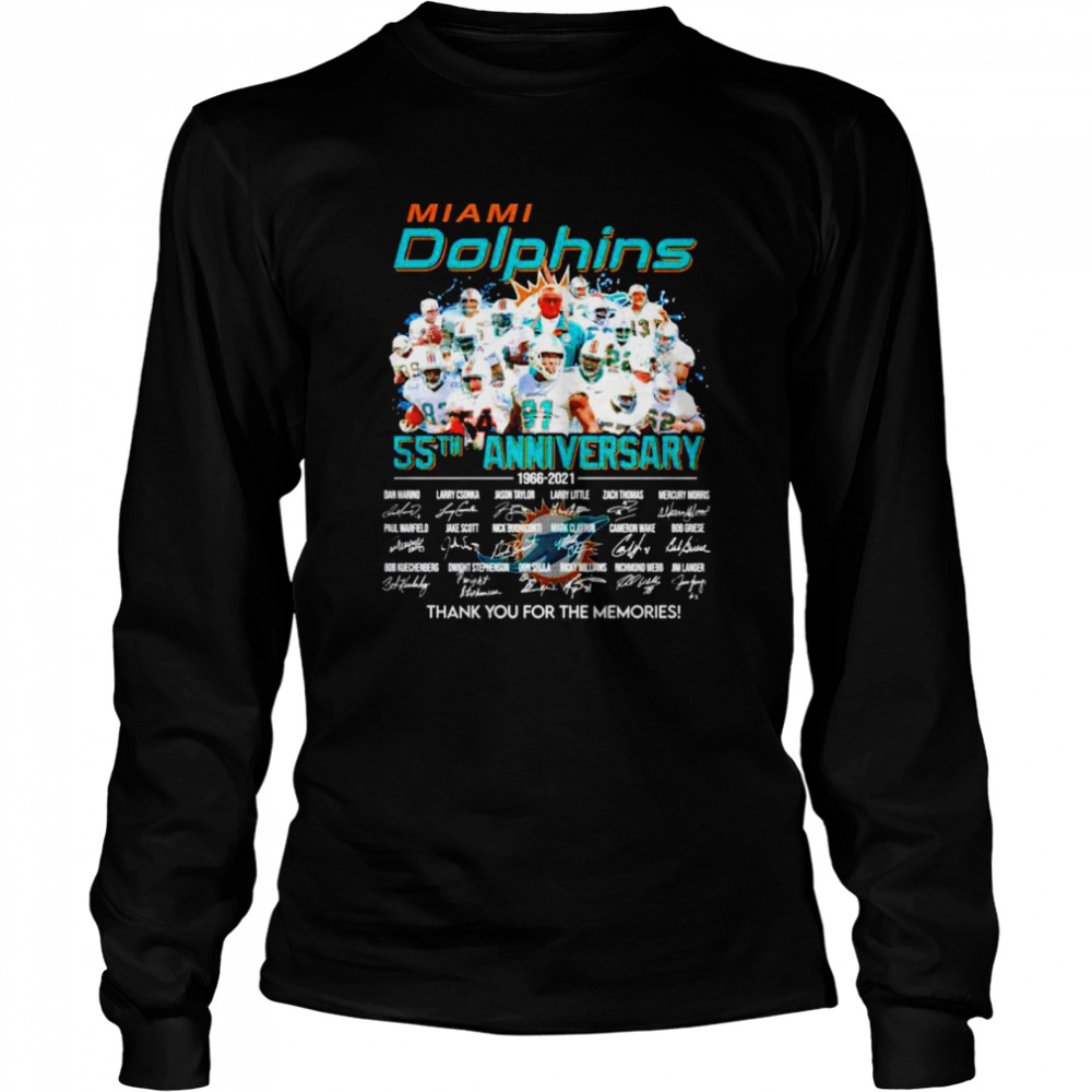 Miami Dolphins 55th anniversary 1966 2021 thank you for the memories signatures Long Sleeved T-shirt