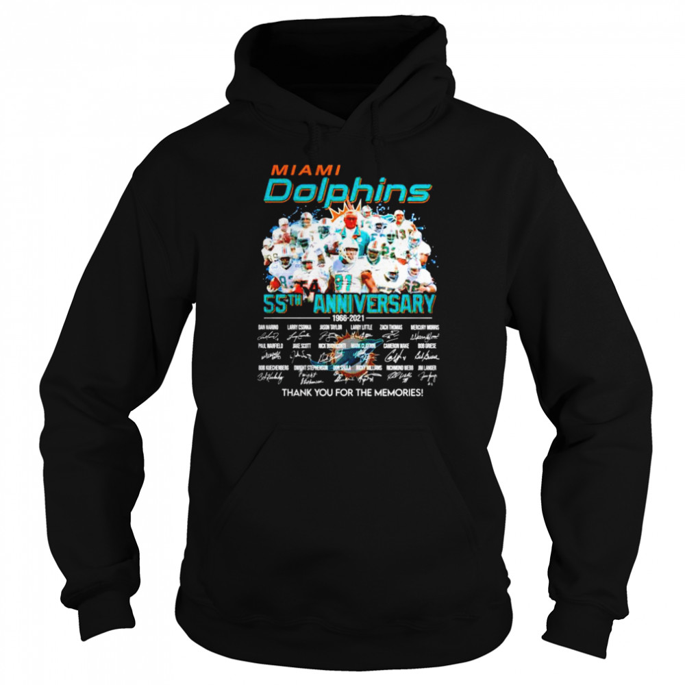 Miami Dolphins 55th anniversary 1966 2021 thank you for the memories signatures Unisex Hoodie