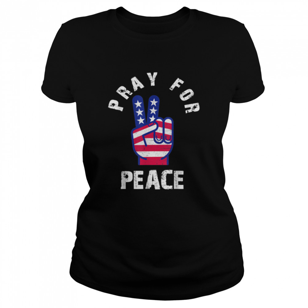 Patriotic Peace symbol Pray for Peace Bible Verse Vintage  Classic Women's T-shirt