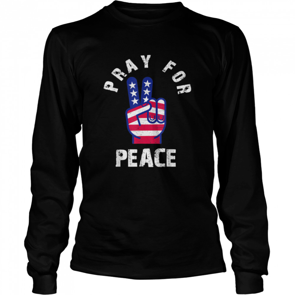 Patriotic Peace symbol Pray for Peace Bible Verse Vintage  Long Sleeved T-shirt