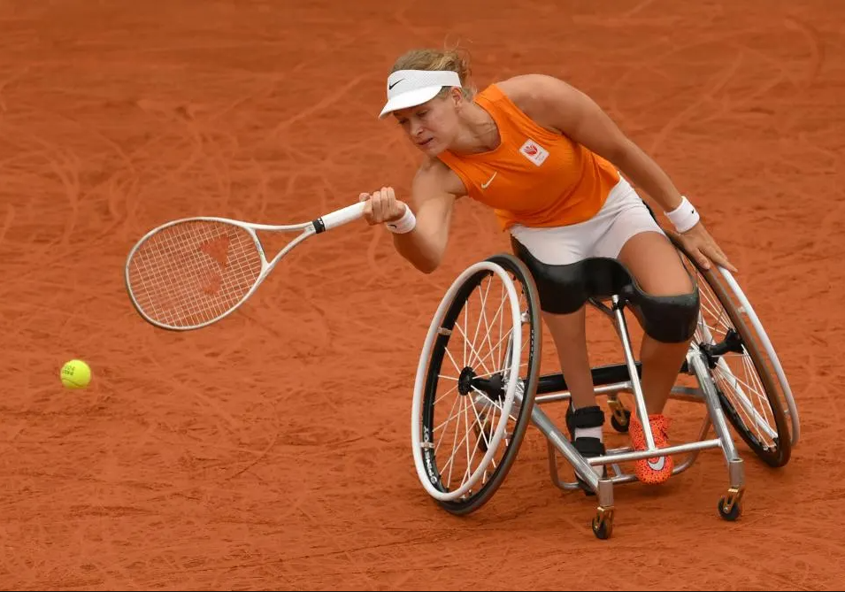 Diede De Groot from The Netherlands hits a forehand during the Wheelchair Tennis Women's Singles