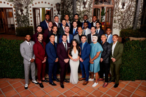 Jenn Tran with the men competing on Season 21 of “The Bachelorette” on ABC. Back row: Dylan, Brian, Grant, Sam N., John M., Marvin Row 3: Sam M., Spencer, Brendan, Hakeem, Jahaan Row 2: Brett, Kevin, Austin, Aaron, Devin, Ricky Front row: Moze, Tomas A., Marcus, Jeremy, Jenn Tran, Thomas, Jonathon J., Dakota, Matt.