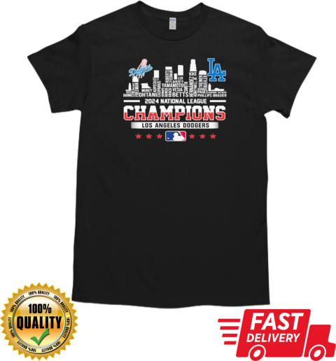 2024 National League Winner Los Angeles Dodgers Skyline Of LA City T-Shirt