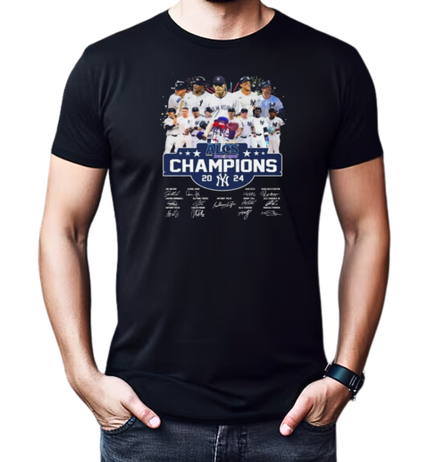 ALCS Champions 2024 New York Yankees Signatures Fireworks T-Shirt