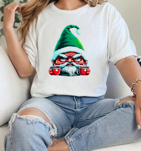 Angry Gnome Holding Cups of Coffee T-Shirt Classic Women's T-shirt