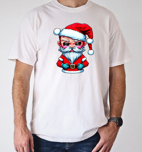 Angry Santa Claus Cartoon Character Holding a Cup T-Shirt