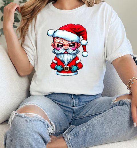 Angry Santa Claus Cartoon Character Holding a Cup T-Shirt Classic Women's T-shirt