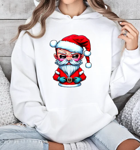 Angry Santa Claus Cartoon Character Holding a Cup T-Shirt Unisex Hoodie