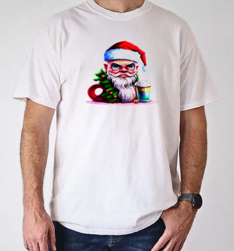 Angry Santa Claus with Coffee Cup T-Shirt