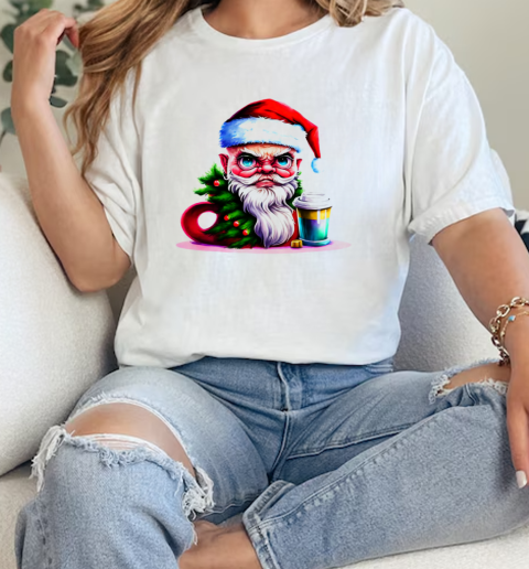 Angry Santa Claus with Coffee Cup T-Shirt Classic Women's T-shirt