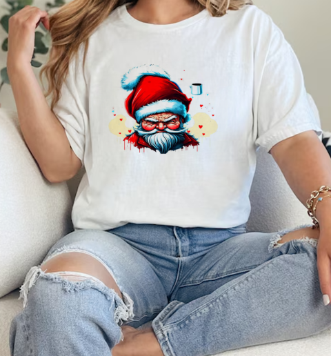 Angry Santa Claus with a Coffee Cup T-Shirt Classic Women's T-shirt