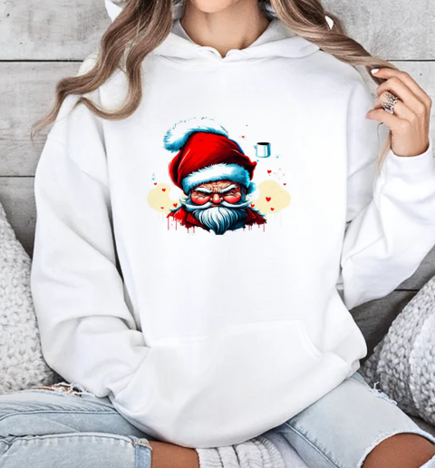 Angry Santa Claus with a Coffee Cup T-Shirt Unisex Hoodie