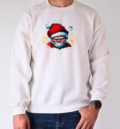 Angry Santa Claus with a Coffee Cup T-Shirt Unisex Sweatshirt