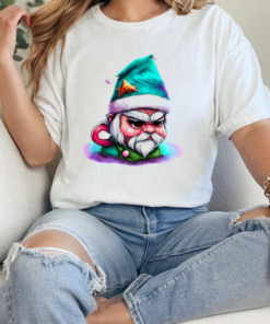 Black and White Cartoon Gnome Wearing Elf Hat T-Shirt Classic Women's T-shirt