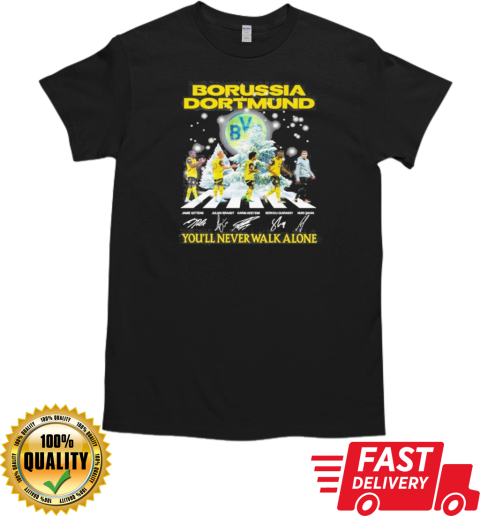 Borussia Dortmund Celebrate Christmas With You'll Never Walk Alone Signatures 2024 T-Shirt