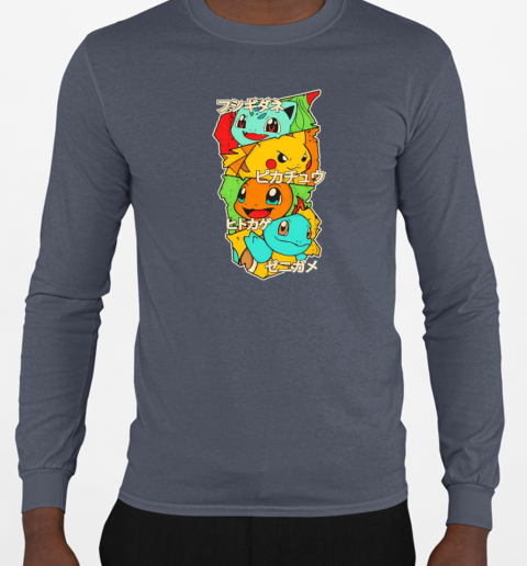 Bulbasaur Pikachu Charmander and Squirtle starters T-Shirt Long Sleeved T-shirt 