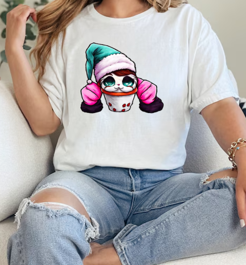 Cartoon Cat with Hats and Mittens T-Shirt Classic Women's T-shirt