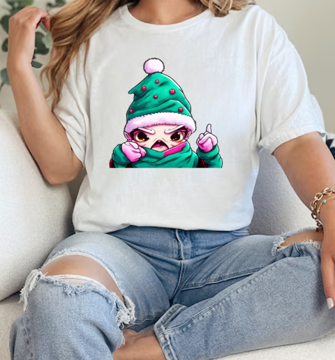 Cartoon Character Wearing Santa Claus Hat Pointing at Camera T-Shirt Classic Women's T-shirt