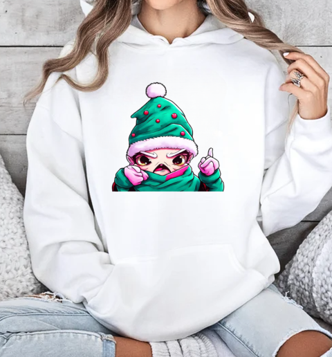 Cartoon Character Wearing Santa Claus Hat Pointing at Camera T-Shirt Unisex Hoodie