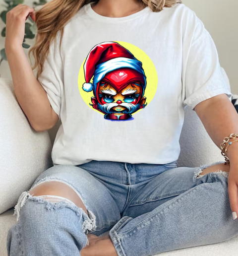 Cartoon Character Wearing Santa Claus Hat and Red Beard T-Shirt Classic Women's T-shirt