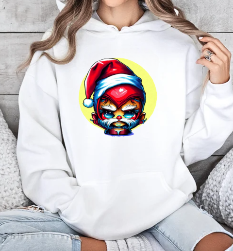 Cartoon Character Wearing Santa Claus Hat and Red Beard T-Shirt Unisex Hoodie