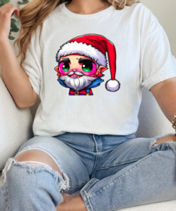 Cartoon Character Wearing Santa Claus Hat with Green Eyes and Red Beard T-Shirt Classic Women's T-shirt