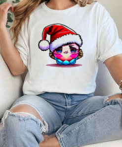 Cartoon Character Wearing Santa Hat for the Holiday Season T-Shirt Classic Women's T-shirt